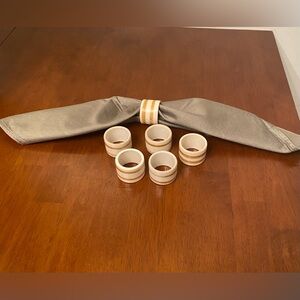 Ceramic Stripe Napkin Rings. Set Of 6.